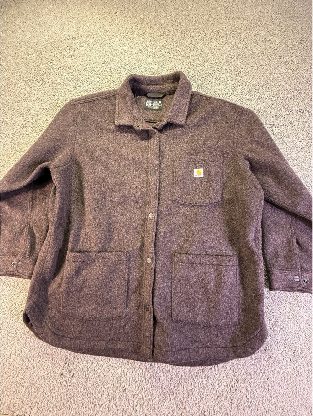 Carhartt Womens Shirt Jacket Size XXL Jacket Snap Front Brown/Purple NWOT